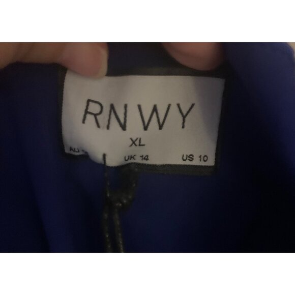 RUNAWAY THE LABEL Royal Blue Charisma Off Shoulder Wrap Front Mini Dress NWT XL - Picture 5 of 8